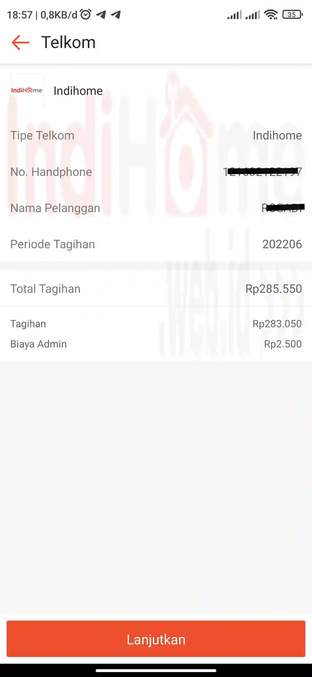 Cek Kembali dan Klik Lanjutkan Jika Sudah Benar