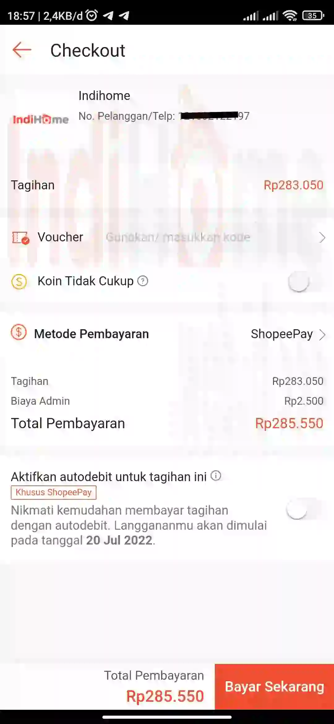 Pilih Metode Pembayaran Kemudian Klik Bayar Sekarang