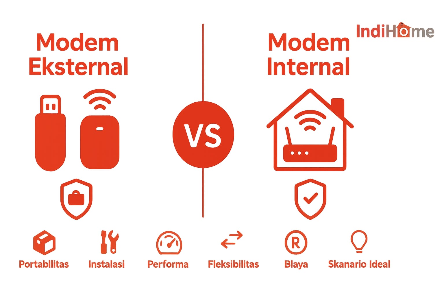 Tabel Perbandingan Modem Eksternal vs Modem Internal Tabel Perbandingan Modem Eksternal vs Modem Internal